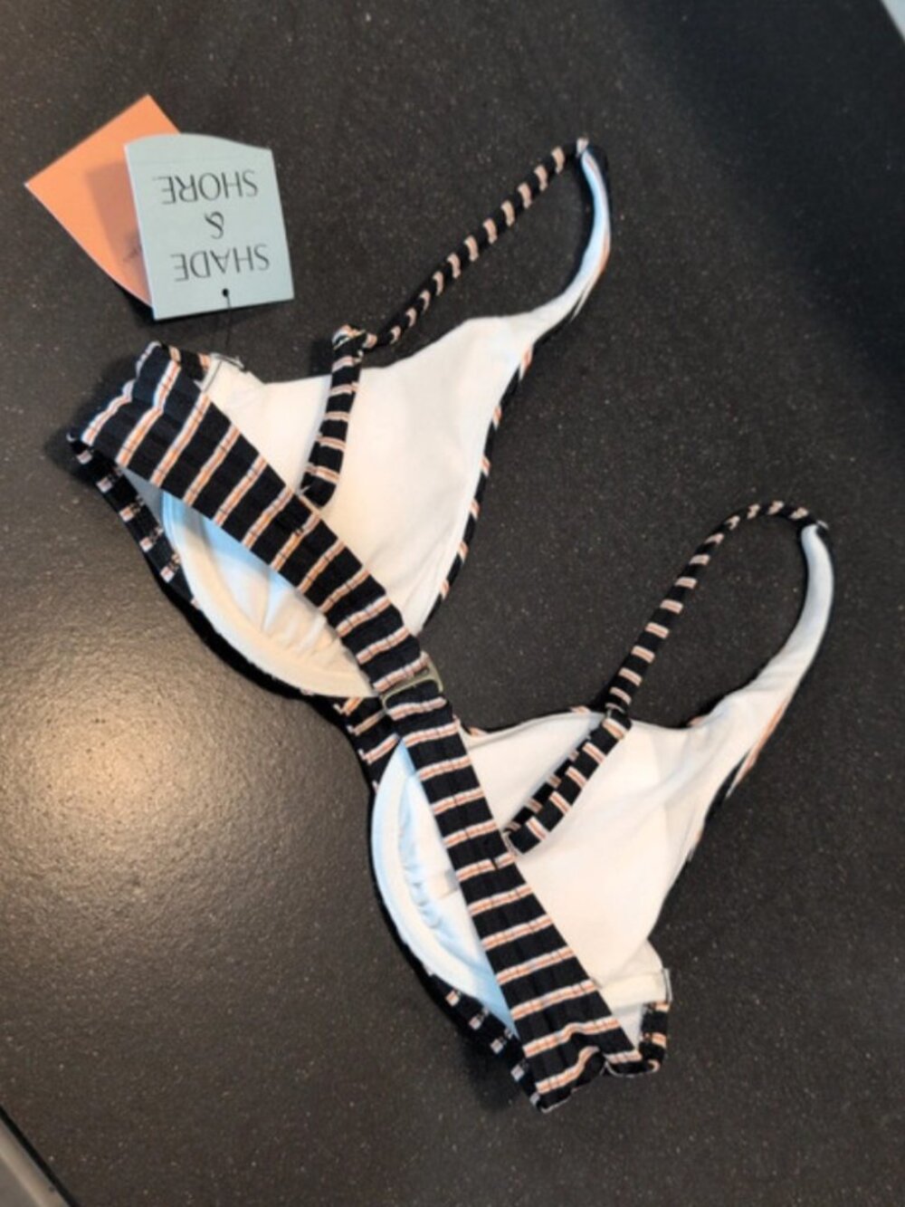 Women's Striped Ribbed Demi Underwire Bikini Top - Shade & Shore 32B - Picture 3 of 3